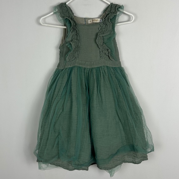 Chloe Girls Green Tulle Dress Size 140 or 10 Layered Party Square Neck Ruffle - Picture 16 of 16